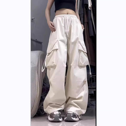 レディース カジュアルパンツ ワークパンツ  カーゴパンツ ハイウエスト ストレート ワイドパンツ  ロングパンツ