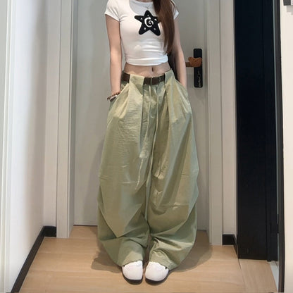 ハイウエスト ワイドレッグパンツ レディース ゆったりスタイル カジュアルパンツ 万能 スポーツパンツ