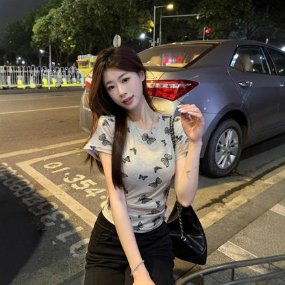 レディース バタフライ 半袖Tシャツ 蝶々