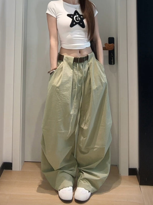 ハイウエスト ワイドレッグパンツ レディース ゆったりスタイル カジュアルパンツ 万能 スポーツパンツ