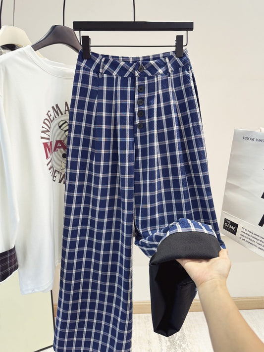 レディース チェック柄 ワイドパンツ カジュアルパンツ ゆったり