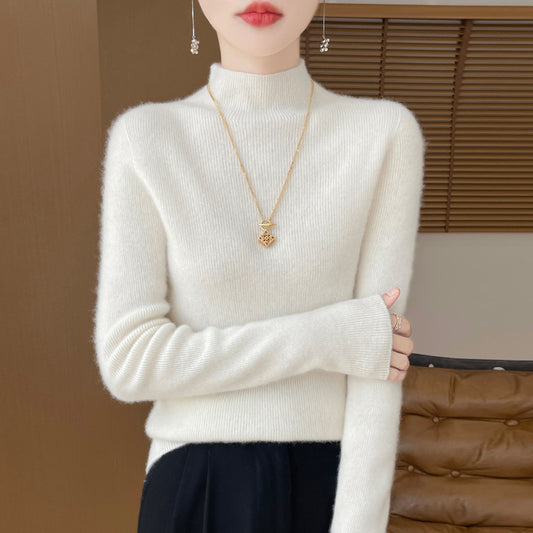 レディース ハイネックセータ シンプル スリムフィット 長袖 インナーニット