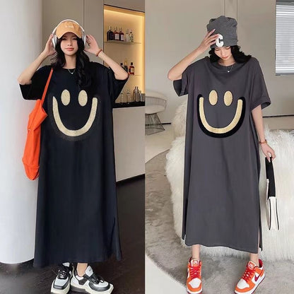 レディース ゆったり カジュアル 半袖 ロングスカート ワンピース  半袖Tシャツ 丸首