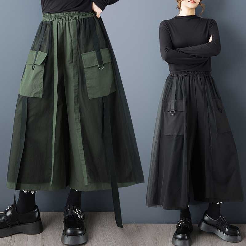 レディース ワイドレッグ パンツ カーゴパンツ カジュアルパンツ ウエストゴム