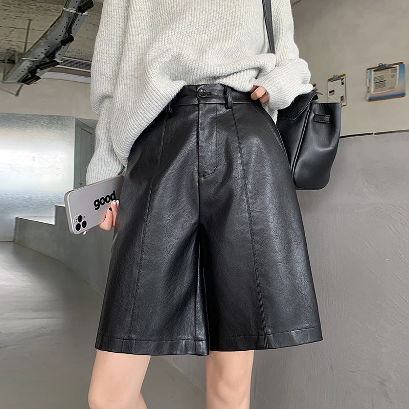 レザー ショートパンツ レディース レザーパンツ ハイウエスト