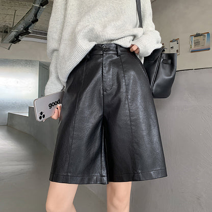 レザー ショートパンツ レディース レザーパンツ ハイウエスト