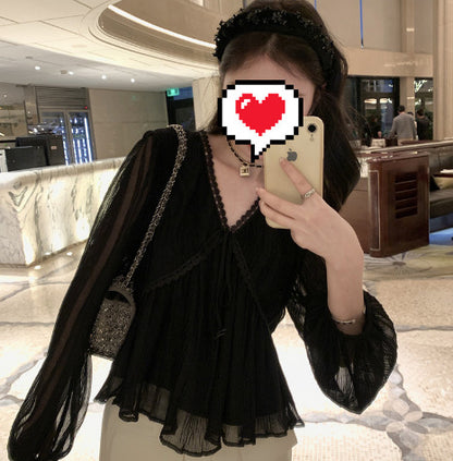 レディース レース シャツ ブラウス Vネック