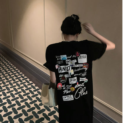 レディース ゆったり カジュアル半袖ロングスカート ワンピース  半袖Tシャツ 丸首