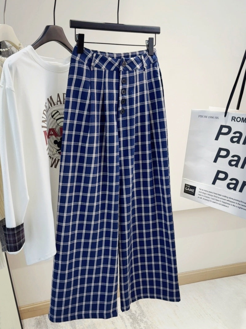 レディース チェック柄 ワイドパンツ カジュアルパンツ ゆったり