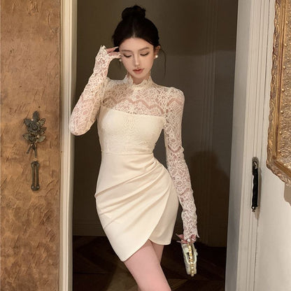 レース ドレス ワンピース ミニスカート パーティードレス 結婚式 キャバ嬢 キャバドレス