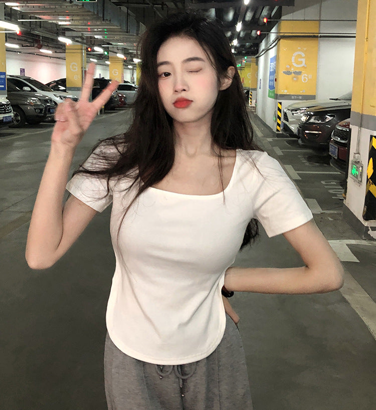 レディース Uネック 半袖Tシャツ