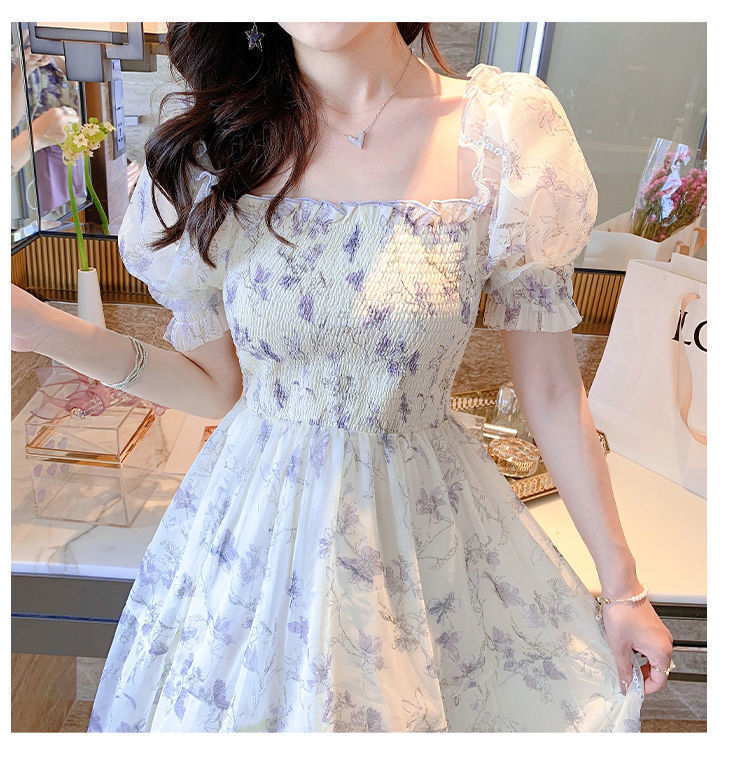 レディース シフォンワンピース 花柄 フラワーワンピース