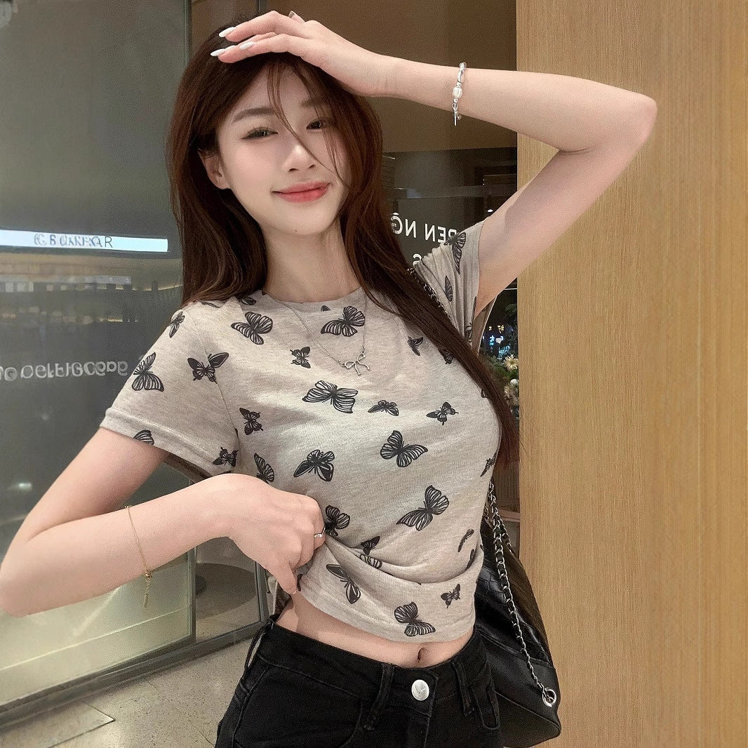 レディース バタフライ 半袖Tシャツ 蝶々