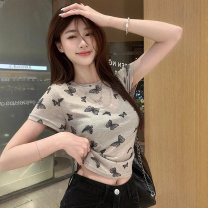 レディース バタフライ 半袖Tシャツ 蝶々