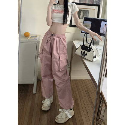 レディース アメリカンレトロ ワークパンツ カーゴパンツ ワイドレッグパンツ