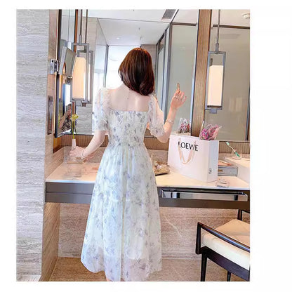 レディース シフォンワンピース 花柄 フラワーワンピース