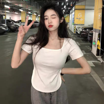 レディース Uネック 半袖Tシャツ