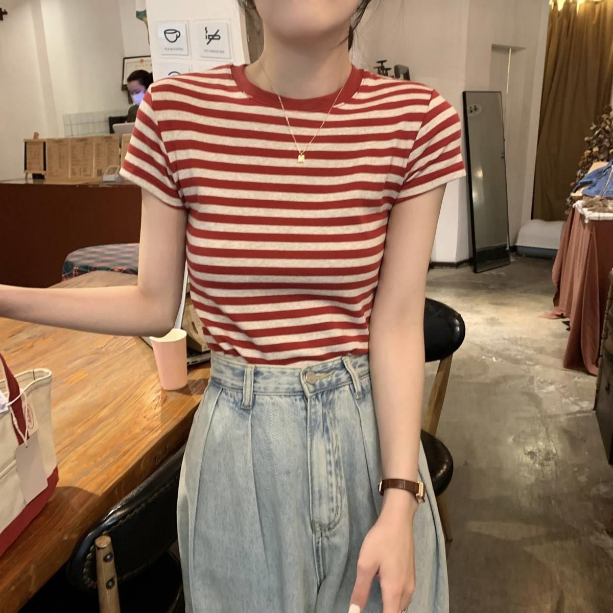 レディース ボーダー 半袖Tシャツ ストライプ カジュアル