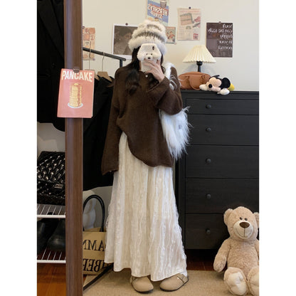 ベルベット プリーツ Aラインスカート ミドル丈