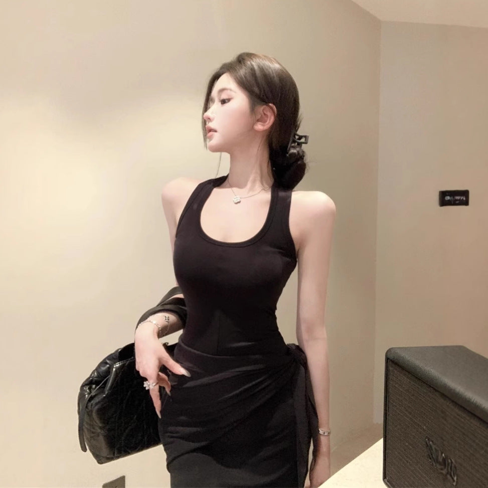 レディース ショール付き ロングワンピース ノースリーブ ロングスカート