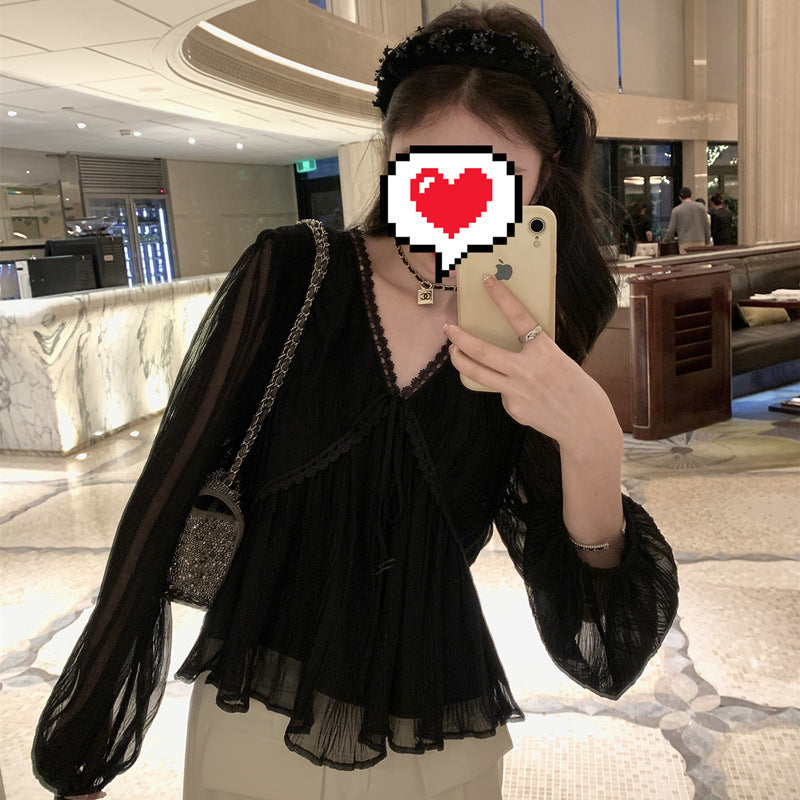 レディース レース シャツ ブラウス Vネック