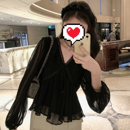 レディース レース シャツ ブラウス Vネック
