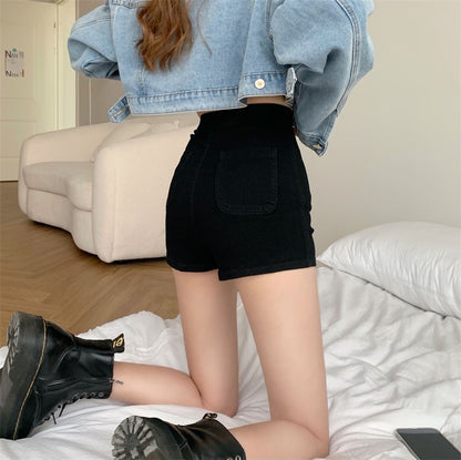 レディース ハイウエスト ショートデニムパンツ