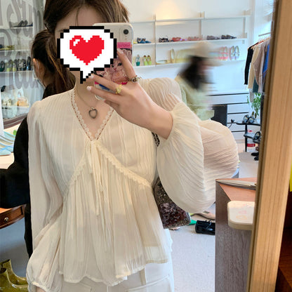レディース レース シャツ ブラウス Vネック