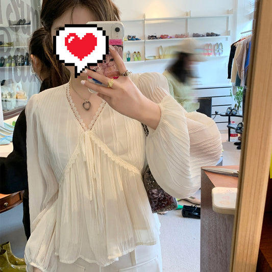 レディース レース シャツ ブラウス Vネック