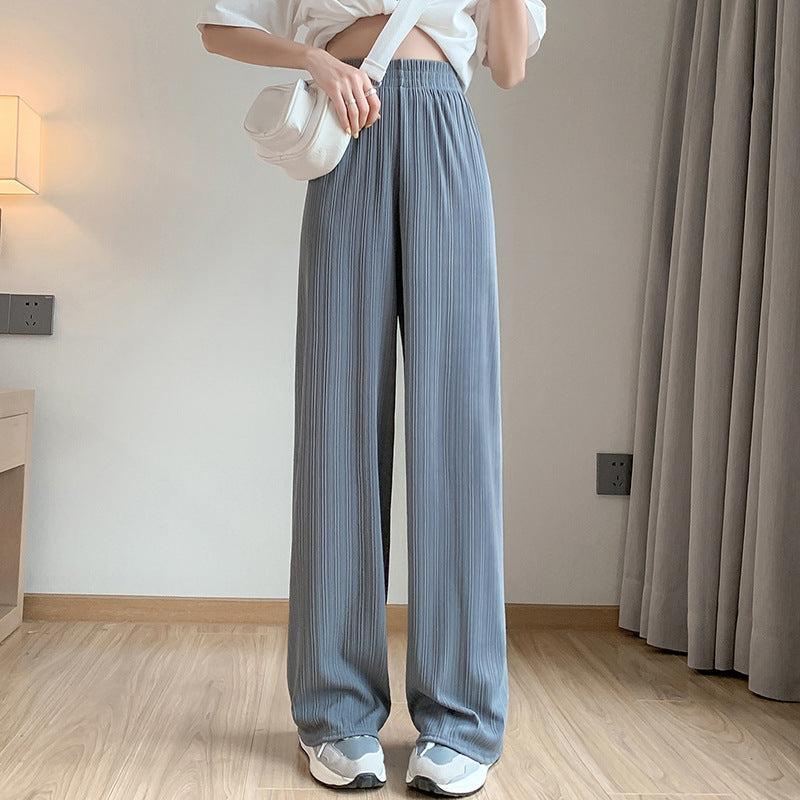 レディース アイスシルク ワイドレックパンツ ストレート 薄手
